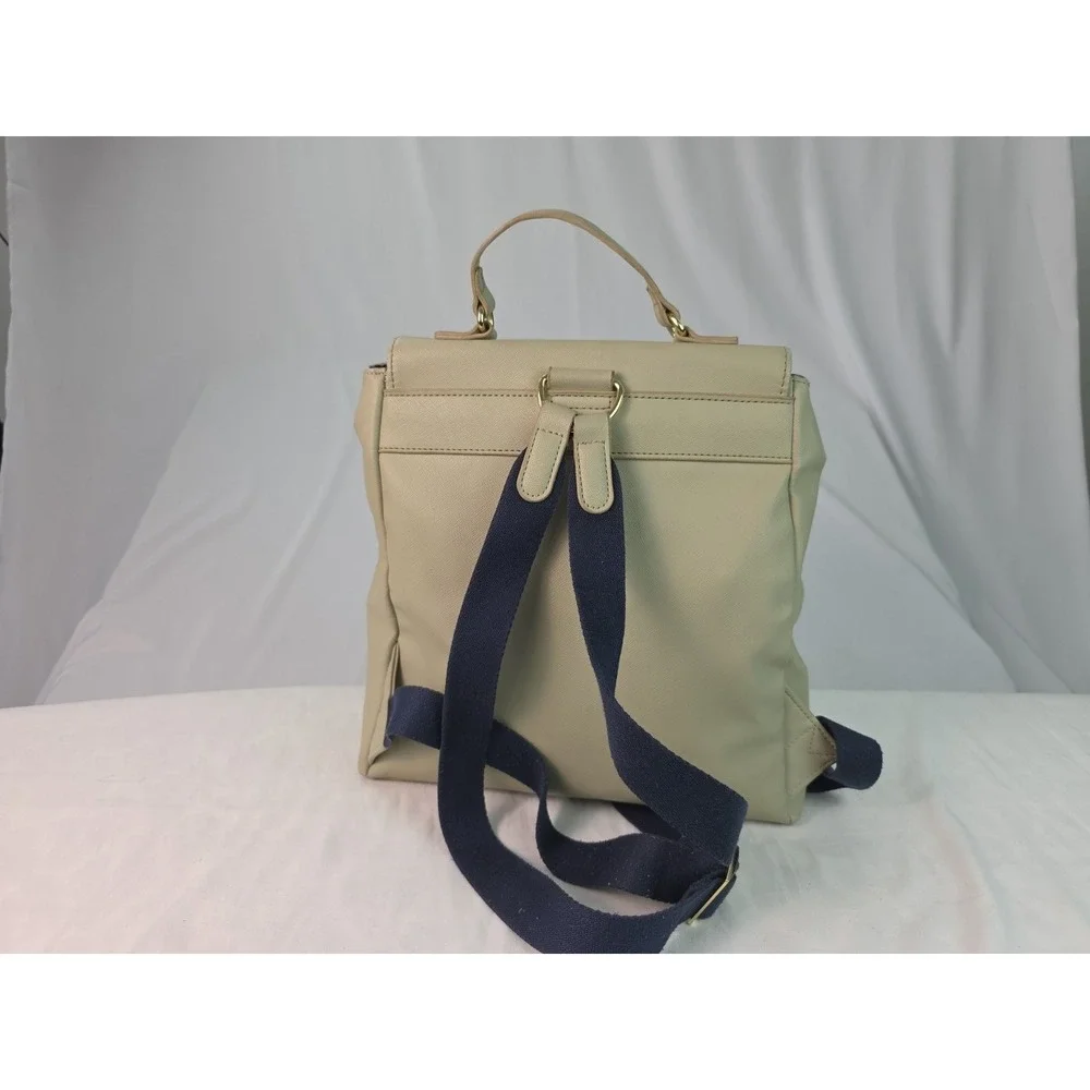 Tommy Hilfiger Cream and Navy Leather Backpack